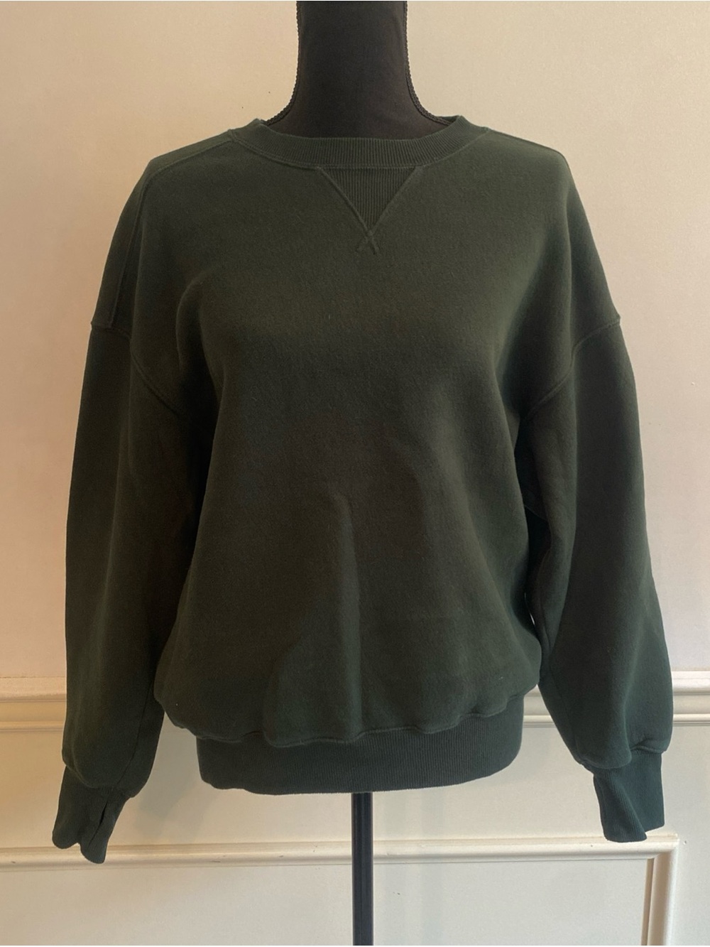 Aerie Offline Classic Crewneck Sweater - Forest Green Basic Everyday Sweatshirt